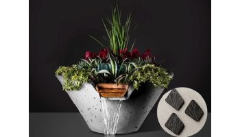 Slick Rock Concrete 22" Conical Cascade Water Bowl + Planter | Onyx | Stainless Steel Scupper | KCC22CSCSS-ONYX