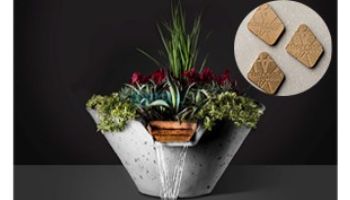 Slick Rock Concrete 22" Conical Cascade Water Bowl + Planter | Copper | Stainless Steel Scupper | KCC22CSCSS-COPPER