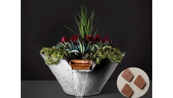 Slick Rock Concrete 29" Conical Cascade Water Bowl + Planter | Adobe | Copper Scupper | KCC29CSCC-ADOBE