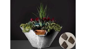 Slick Rock Concrete 29" Conical Cascade Water Bowl + Planter | Coal Gray | Copper Scupper | KCC29CSCC-COALGRAY