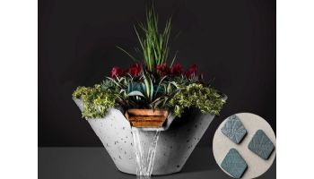Slick Rock Concrete 29" Conical Cascade Water Bowl + Planter | Denim | Copper Scupper | KCC29CSCC-DENIM