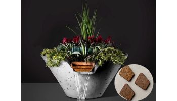 Slick Rock Concrete 29" Conical Cascade Water Bowl + Planter | Rust Buff | Copper Scupper | KCC29CSCC-RUSTBUFF