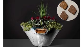 Slick Rock Concrete 29" Conical Cascade Water Bowl + Planter | Great White | Copper Scupper | KCC29CSCC-GREATWHITE
