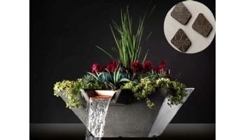 Slick Rock Concrete 29" Square Cascade Water Bowl + Planter | Coal Gray | Stainless Steel Scupper | KCC29SSCSS-COALGRAY