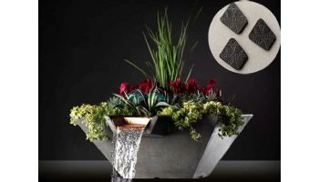 Slick Rock Concrete 29" Square Cascade Water Bowl + Planter | Onyx | Copper Scupper | KCC29SSCC-ONYX