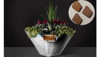 Slick Rock Concrete 34" Conical Cascade Water Bowl + Planter | Seafoam | Copper Scupper | KCC34CSCC-SEAFOAM