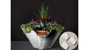 Slick Rock Concrete 34" Conical Cascade Water Bowl + Planter | Great White | Copper Scupper | KCC34CSCC-GREATWHITE
