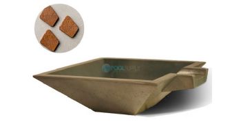 Slick Rock Concrete 30" Square Spill Water Bowl | Copper | Stainless Steel Spillway | KSPS3010SPSS-COPPER