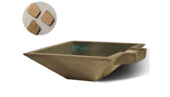 Slick Rock Concrete 30" Square Spill Water Bowl | Umber | Stainless Steel Spillway | KSPS3010SPSS-UMBER