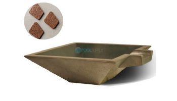 Slick Rock Concrete 30" Square Spill Water Bowl | Adobe | Copper Spillway | KSPS3010SPC-ADOBE