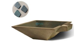 Slick Rock Concrete 30" Square Spill Water Bowl | Denim | Copper Spillway | KSPS3010SPC-DENIM
