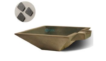 Slick Rock Concrete 30" Square Spill Water Bowl | Gray | Copper Spillway | KSPS3010SPC-GRAY