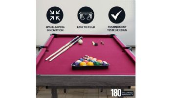 Hathaway Pendleton 6-Ft. Portable Pool Table | Driftwood Finish with Burgundy Felt | BG50379