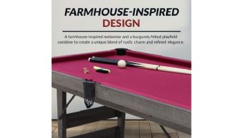 Hathaway Pendleton 6-Ft. Portable Pool Table | Driftwood Finish with Burgundy Felt | BG50379