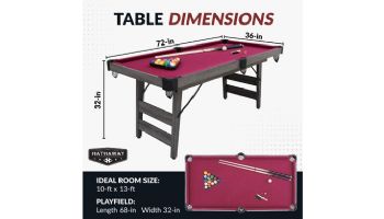 Hathaway Pendleton 6-Ft. Portable Pool Table | Driftwood Finish with Burgundy Felt | BG50379