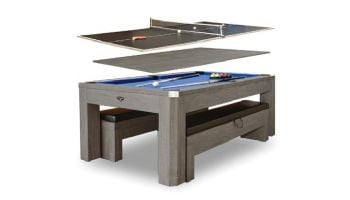 Hathaway Newport 7-Ft. Pool Table Combo Set with Benches | Rustic Gray with Blue Felt | BG50374