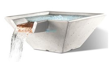 Slick Rock Concrete 29" Square Cascade Water Bowl | Gray | No Liner | KCC29SNL-GRAY