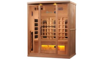 Golden Designs 3 Person Full Spectrum PureTech Near Zero EMF FAR Infrared Sauna with Himalayan Salt Bar | Hemlock | GDI-8030-02