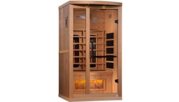 Golden Designs 1-2 Person Full Spectrum PureTech Near Zero EMF FAR Infrared Sauna with Himalayan Salt Bar | Hemlock | GDI-8010-02