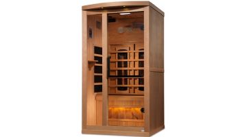 Golden Designs 1-2 Person Full Spectrum PureTech Near Zero EMF FAR Infrared Sauna with Himalayan Salt Bar | Hemlock | GDI-8010-02