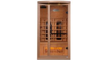 Golden Designs 1-2 Person Full Spectrum PureTech Near Zero EMF FAR Infrared Sauna with Himalayan Salt Bar | Hemlock | GDI-8010-02