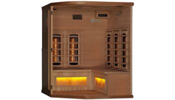Golden Designs 3 Person Full Spectrum PureTech Near Zero EMF FAR Infrared Sauna with Himalayan Salt Bar | Hemlock | GDI-8035-02