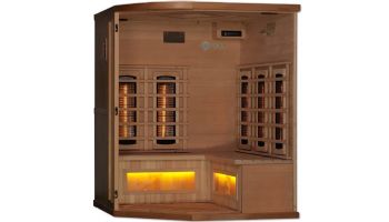 Golden Designs 4 Person Full Spectrum PureTech Near Zero EMF FAR Infrared Sauna with Himalayan Salt Bar | Hemlock | GDI-8040-02
