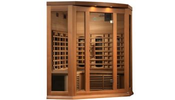 Golden Designs Maxxus 3-Person Near Zero Full Spectrum EMF FAR Infrared Carbon Corner Sauna | Red Cedar | MX-M356-01-FS CED