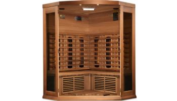 Golden Designs Maxxus 3-Person Near Zero Full Spectrum EMF FAR Infrared Carbon Corner Sauna | Red Cedar | MX-M356-01-FS CED