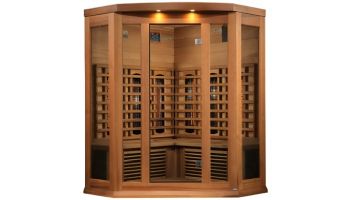Golden Designs Maxxus 3-Person Near Zero Full Spectrum EMF FAR Infrared Carbon Corner Sauna | Red Cedar | MX-M356-01-FS CED