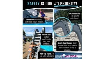 Global Pool Products Side Winder Swimming Pool Slide | Right Turn | Gray | GPPSSW-GREY-R