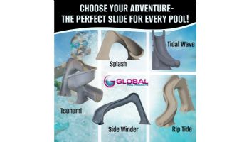 Global Pool Products Side Winder Swimming Pool Slide | Right Turn | Gray | GPPSSW-GREY-R