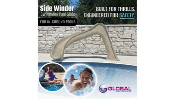 Global Pool Products Side Winder Swimming Pool Slide | Left Turn | Sandstone | GPPSSW-SAND-L