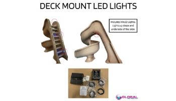 Global Pool Products Side Winder Swimming Pool Slide with LED Light | Right Turn | Sandstone | GPPSSW-SAND-R-LED