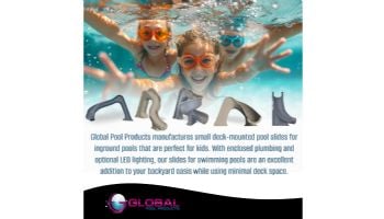 Global Pool Products Side Winder Swimming Pool Slide with LED Light | Right Turn | Sandstone | GPPSSW-SAND-R-LED