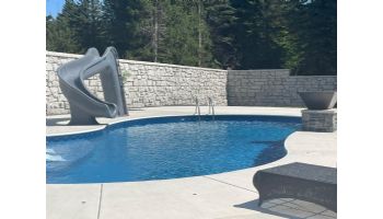 Global Pool Products Side Winder Swimming Pool Slide with LED Light | Left Turn | Gray | GPPSSW-GREY-L-LED