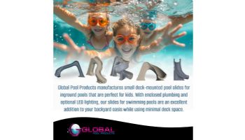 Global Pool Products Side Winder Swimming Pool Slide with LED Light | Left Turn | Sandstone | GPPSSW-SAND-L-LED