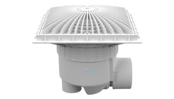 AquaStar 12'' Square MoFlow Suction Outlet Cover with 3'' Socket Sump and 4'' Spigot Side Port | White | 12MF101SSB