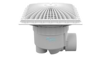 AquaStar 12" Square MoFlow Suction Outlet Cover | with 3" Socket Sump and 4" Spigot Side Port | Light Gray  | 12MF103SSB