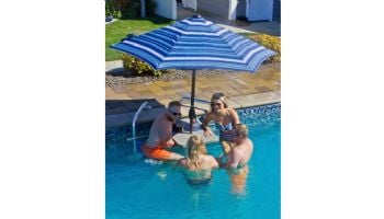 Global Pool Products 2-Seat Swim-Up High-Top Table with Matching Umbrella | Silver Vein Powder Coated Frame - Granite Gray Top | GPPOTE-2STHT-SV-U
