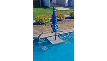 Global Pool Products 7-1/2" Red Stripped Umbrella for High-Top Table | GPPOTE-2STHT-UMB-T