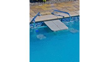 Global Pool Products 2-Seat Swim-Up High-Top Table with Matching Umbrella | Silver Vein Powder Coated Frame - Gray Top | GPPOTE-2STHT-SV-S-U
