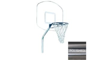 Global Pool Products Heavy Duty Basketball Set | 12" Offset with Net & Ball | Silver Vein Frame | No Anchors | GPPOTE-HDBBS-SV