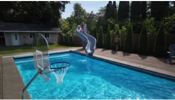 Global Pool Products Heavy Duty Basketball Set | 12" Offset with Net & Ball | Sand Frame | No Anchors | GPPOTE-HDBBS-SD