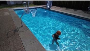 Global Pool Products Heavy Duty Basketball Set | 12" Offset with Net & Ball | White Frame | No Anchors | GPPOTE-HDBBS-WH