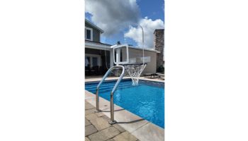 Global Pool Products X2 Basketball Set | 17.5" Anchor Spacing | Dual Pole with Net & Ball | Polished Frame | No Anchors | GPP-X2BB-SS