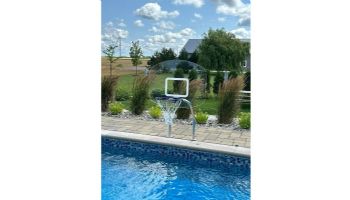 Global Pool Products X2 Basketball Set | 16" Anchor Spacing | Dual Pole with Net & Ball | Sand Frame | No Anchors | GPP-X2BB16-SD