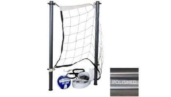 Global Pool Products Volleyball Set | 16' Net & Ball | Silver Vein Poles | No Anchors | GPPOTE-VBS16-SV
