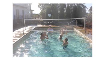 Global Pool Products Volleyball Set | 20' Net & Ball | Polished Poles | No Anchors | GPPOTE-VBS20-SS