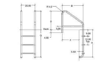 SR Smith Standard Crossbrace Plus Ladder | Commercial 23" 3-Step Stainless Steel Tread 0.65" Wall Thickness 1.90" Diameter | 10112